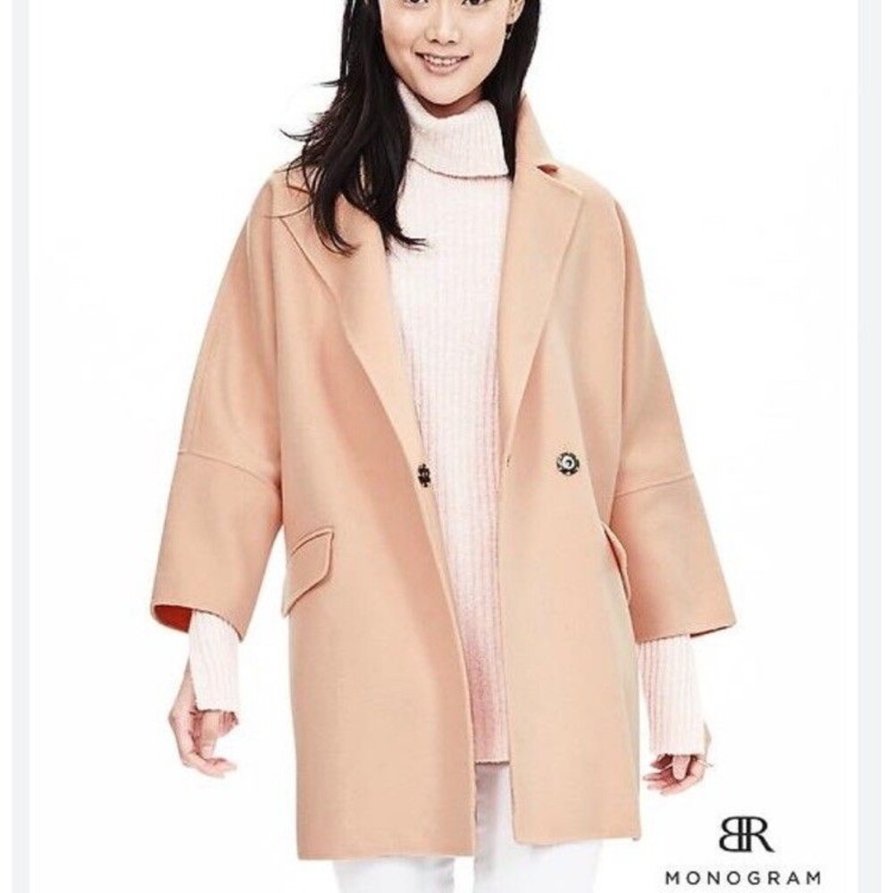 Banana Republic Coat Wool Cocoon Lightweight Peach Pink NWT - Size XS